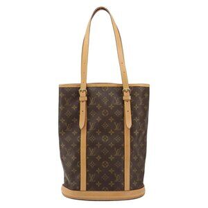 Authentic LOUIS VUITTON Monogram Bucket GM Shoulder Bag bst504-112825